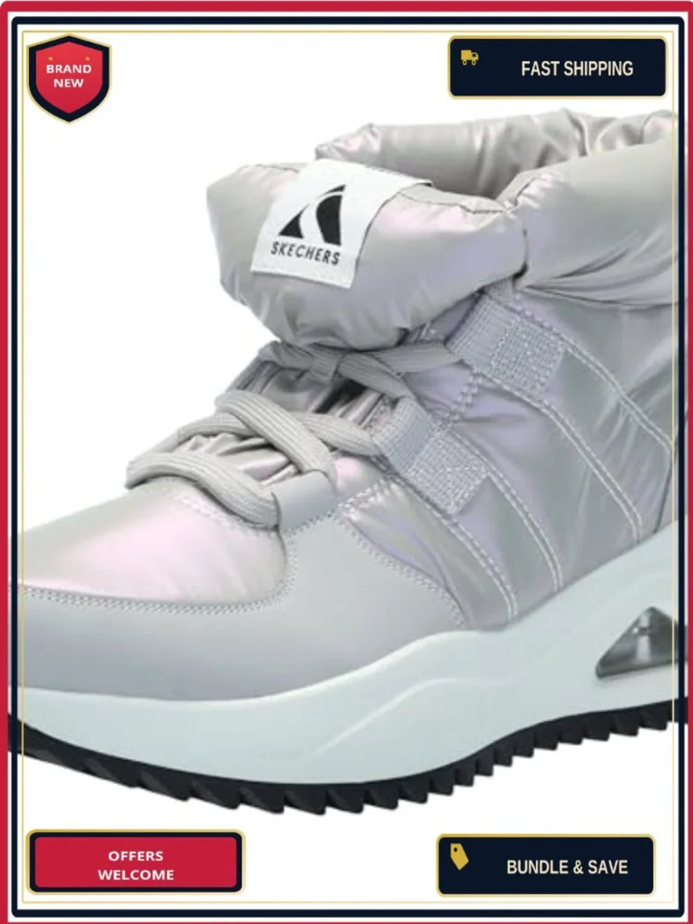 Skechers Uno Peaks Lace-Up Fashion Sneaker Boot with Air-Cooled Memory Foam